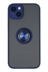 Mey İthalat®  iPhone 14 Kılıf Montreal Yüzüklü Silikon Kapak - Lacivert