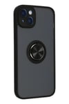 Mey İthalat®  iPhone 14 Kılıf Montreal Yüzüklü Silikon Kapak - Siyah