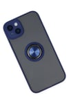 Mey İthalat®  iPhone 14 Kılıf Montreal Yüzüklü Silikon Kapak - Lacivert