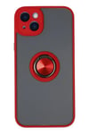 Mey İthalat®  iPhone 14 Kılıf Montreal Yüzüklü Silikon Kapak - Kırmızı