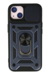 Mey İthalat®  iPhone 14 Kılıf Pars Lens Yüzüklü Silikon - Lacivert