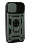 Mey İthalat®  iPhone 14 Kılıf Pars Lens Yüzüklü Silikon - Yeşil