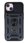 Mey İthalat®  iPhone 14 Kılıf Pars Lens Yüzüklü Silikon - Lacivert
