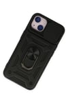 Mey İthalat®  iPhone 14 Kılıf Pars Lens Yüzüklü Silikon - Siyah