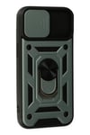 Mey İthalat®  iPhone 14 Kılıf Pars Lens Yüzüklü Silikon - Yeşil