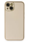 Mey İthalat®  iPhone 14 Plus Kılıf Coco Deri Silikon Kapak - Gold