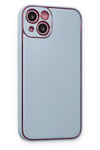 Mey İthalat®  iPhone 14 Plus Kılıf Coco Deri Silikon Kapak - Sky Blue