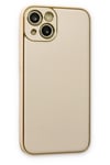 Mey İthalat®  iPhone 14 Plus Kılıf Coco Deri Silikon Kapak - Gold