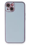 Mey İthalat®  iPhone 14 Plus Kılıf Coco Deri Silikon Kapak - Sky Blue
