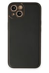 Mey İthalat®  iPhone 14 Plus Kılıf Coco Deri Silikon Kapak - Siyah