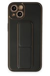 Mey İthalat®  iPhone 14 Plus Kılıf Coco Deri Standlı Kapak - Siyah