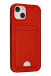 Mey İthalat®  iPhone 14 Plus Kılıf Kelvin Kartvizitli Silikon - Kırmızı