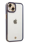 Mey İthalat®  iPhone 14 Plus Kılıf Liva Lens Silikon - Mavi
