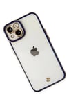 Mey İthalat®  iPhone 14 Plus Kılıf Liva Lens Silikon - Mavi