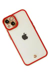 Mey İthalat®  iPhone 14 Plus Kılıf Liva Lens Silikon - Kırmızı