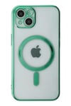 Mey İthalat®  iPhone 14 Plus Kılıf Magneticsafe Lazer Silikon - Haki Yeşil