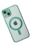 Mey İthalat®  iPhone 14 Plus Kılıf Magneticsafe Lazer Silikon - Haki Yeşil