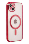 Mey İthalat®  iPhone 14 Plus Kılıf Magneticsafe Lazer Silikon - Kırmızı
