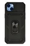 Mey İthalat®  iPhone 14 Plus Kılıf Pars Lens Yüzüklü Silikon - Siyah
