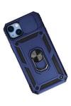 Mey İthalat®  iPhone 14 Plus Kılıf Pars Lens Yüzüklü Silikon - Lacivert