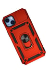 Mey İthalat®  iPhone 14 Plus Kılıf Pars Lens Yüzüklü Silikon - Kırmızı