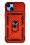 Mey İthalat®  iPhone 14 Plus Kılıf Pars Lens Yüzüklü Silikon - Kırmızı