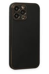 Mey İthalat®  iPhone 14 Pro Kılıf Coco Deri Silikon Kapak - Siyah