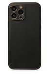 Mey İthalat®  iPhone 14 Pro Kılıf Coco Deri Silikon Kapak - Siyah