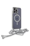 Mey İthalat®  iPhone 14 Pro Kılıf Divo Lazer Askılı Magsafe Kapak - Gümüş