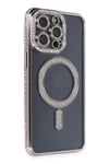 Mey İthalat®  iPhone 14 Pro Kılıf Joke Simli Magneticsafe Kılıf - Gri