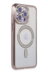 Mey İthalat®  iPhone 14 Pro Kılıf Joke Simli Magneticsafe Kılıf - Pembe