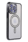 Mey İthalat®  iPhone 14 Pro Kılıf Joke Simli Magneticsafe Kılıf - Siyah