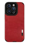 Mey İthalat®  iPhone 14 Pro Kılıf Loop Deri Silikon - Kırmızı