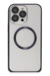 Mey İthalat®  iPhone 14 Pro Kılıf Metal Bumper Magneticsafe Kapak - Derin Mor
