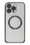 Mey İthalat®  iPhone 14 Pro Kılıf Metal Bumper Magneticsafe Kapak - Derin Mor