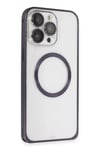 Mey İthalat®  iPhone 14 Pro Kılıf Metal Bumper Magneticsafe Kapak - Derin Mor