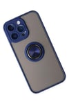 Mey İthalat®  iPhone 14 Pro Kılıf Montreal Yüzüklü Silikon Kapak - Lacivert