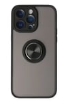 Mey İthalat®  iPhone 14 Pro Kılıf Montreal Yüzüklü Silikon Kapak - Siyah