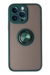 Mey İthalat®  iPhone 14 Pro Kılıf Montreal Yüzüklü Silikon Kapak - Yeşil