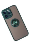 Mey İthalat®  iPhone 14 Pro Kılıf Montreal Yüzüklü Silikon Kapak - Yeşil