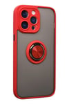 Mey İthalat®  iPhone 14 Pro Kılıf Montreal Yüzüklü Silikon Kapak - Kırmızı