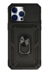 Mey İthalat®  iPhone 14 Pro Kılıf Pars Lens Yüzüklü Silikon - Siyah
