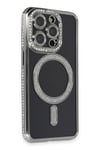 Mey İthalat®  iPhone 14 Pro Max Kılıf Joke Simli Magneticsafe Kılıf - Gri