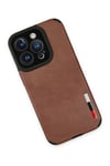 Mey İthalat®  iPhone 14 Pro Max Kılıf Loop Deri Silikon - Kahverengi