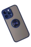 Mey İthalat®  iPhone 14 Pro Max Kılıf Montreal Yüzüklü Silikon Kapak - Lacivert