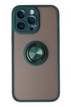 Mey İthalat®  iPhone 14 Pro Max Kılıf Montreal Yüzüklü Silikon Kapak - Yeşil