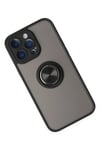 Mey İthalat®  iPhone 14 Pro Max Kılıf Montreal Yüzüklü Silikon Kapak - Siyah
