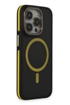 Mey İthalat®  iPhone 14 Pro Max Kılıf Rocky Magsafe Kapak - Siyah-Sarı