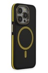 Mey İthalat®  iPhone 14 Pro Max Kılıf Rocky Magsafe Kapak - Siyah-Sarı