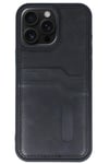 Mey İthalat®  iPhone 14 Pro Max Kılıf Sara Kartvizitli Deri Kılıf - Siyah